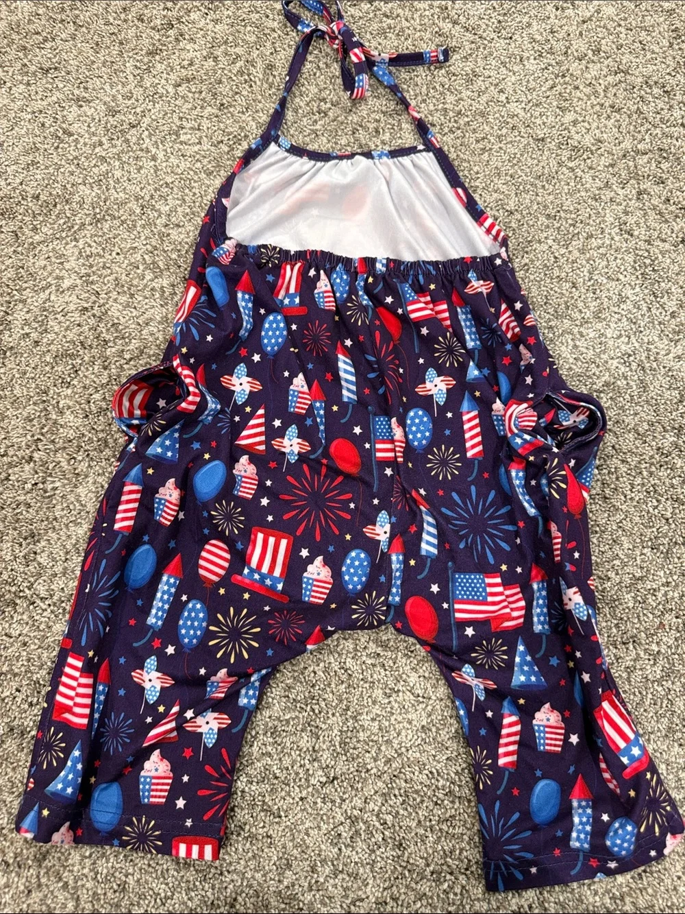 2 - Girls' Navy Patriotic and Dino Print Halter Romper